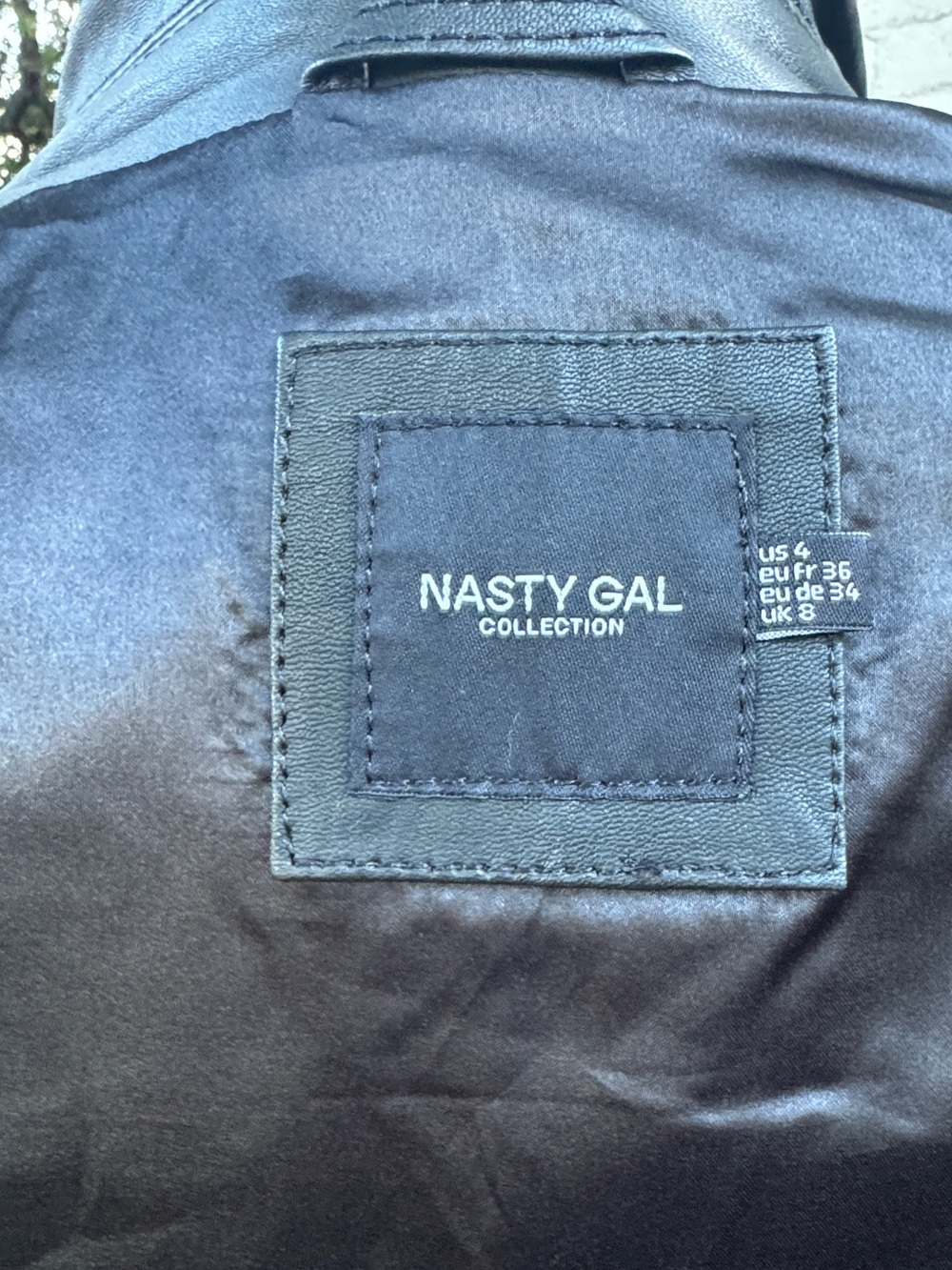 ✨RARE✨ Nasty Gal Collection Leather Oversized Moto Jacket Trench Coat Size 4 - Picture 8 of 10